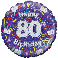 Holographic 80th Birthday Streamers balloon