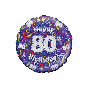 Holographic 80th Birthday Streamers Balloon in a Box