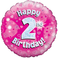Pink 2nd Birthday Holographic balloon