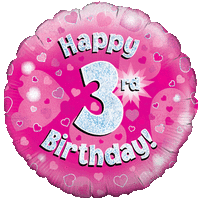 Pink 3rd Birthday Holographic balloon