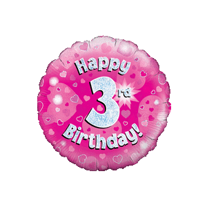 Pink 3rd Birthday Holographic Balloon in a Box