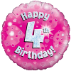 Pink 4th Birthday Holographic Balloon in a Box Small Image