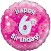 Happy 6th Birthday Girl Holographic Balloon in a Box Small Image