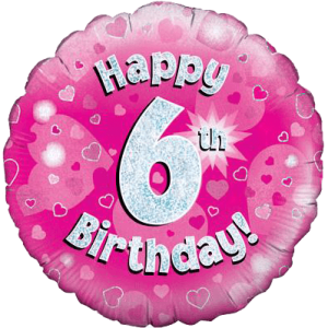 Happy 6th Birthday Girl Holographic Balloon in a Box