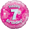 Happy 7th Birthday Girl Holographic Balloon in a Box Small Image