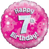 Happy 7th Birthday Girl Holographic balloon