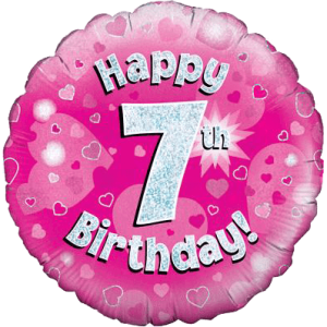 Happy 7th Birthday Girl Holographic Balloon in a Box