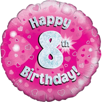 Happy 8th Birthday Girl Holographic balloon