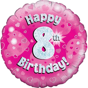 Happy 8th Birthday Girl Holographic Balloon in a Box