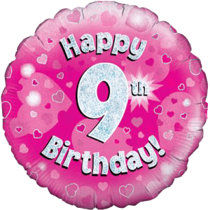 Happy 9th Birthday Girl Holographic Balloon in a Box