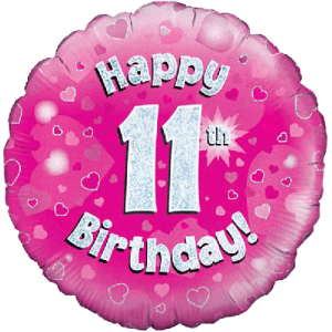 Happy 11th Birthday Girl Holographic Balloon in a Box