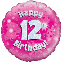 Happy 12th Birthday Girl Holographic balloon