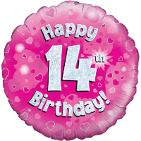 Happy 14th Birthday Girl Holographic balloon