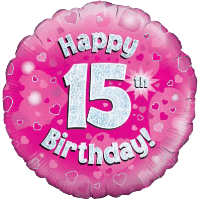 Happy 15th Birthday Girl Holographic balloon