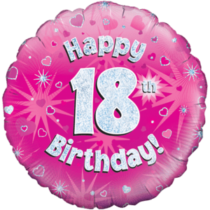 Happy 18th Birthday Pink Holographic 18" Balloon in a Box