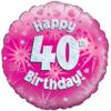 Happy 40th Pink Holographic Balloon in a Box Small Image