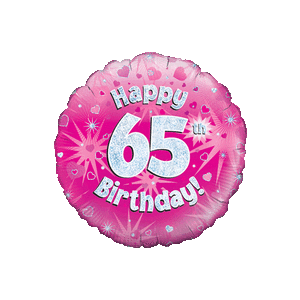 Happy 65th Birthday Girl Holographic Balloon in a Box
