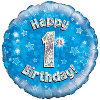  Blue 1st Birthday Holographic balloon