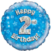 Blue 2nd Birthday Holographic Balloon in a Box Small Image