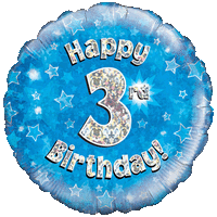 Blue 3rd Birthday Holographic balloon