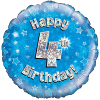 Blue 4th Birthday Holographic Balloon in a Box Small Image