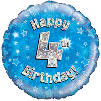 Blue 4th Birthday Holographic balloon