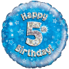 Blue 5th Birthday Holographic Balloon in a Box Small Image