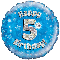 Blue 5th Birthday Holographic balloon