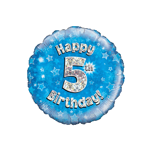 Blue 5th Birthday Holographic Balloon in a Box