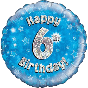 Happy 6th Birthday Boy Holographic Balloon in a Box