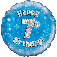Happy 7th Birthday Boy Holographic balloon