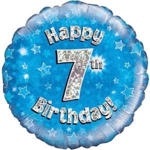 Happy 7th Birthday Boy Holographic Balloon in a Box