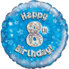 Happy 8th Birthday Boy Holographic Balloon in a Box Small Image