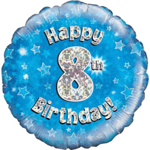 Happy 8th Birthday Boy Holographic Balloon in a Box
