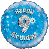 Happy 9th Birthday Boy Holographic balloon