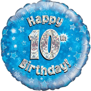 Happy 10th Birthday Boy Holographic Balloon in a Box