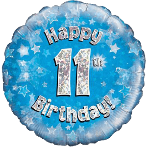 Happy 11th Birthday Boy Holographic Balloon in a Box
