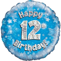 Happy 12th Birthday Boy Holographic balloon