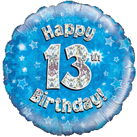 Blue 13th Birthday Holographic balloon