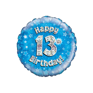 Blue 13th Birthday Holographic Balloon in a Box