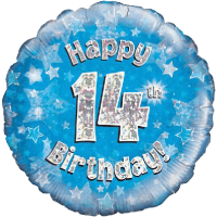 Happy 14th Birthday Boy Holographic balloon
