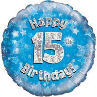 Happy 15th Birthday Boy Holographic balloon