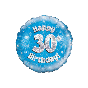Happy 30th Birthday Boy Holographic Balloon in a Box