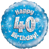Happy 40th Birthday Boy Holographic Balloon in a Box Small Image