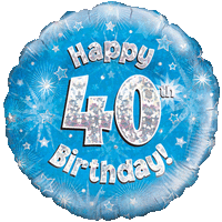 Happy 40th Birthday Boy Holographic balloon