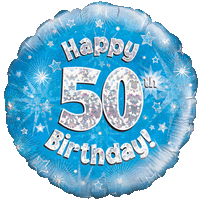 Happy 50th Birthday Boy Holographic balloon