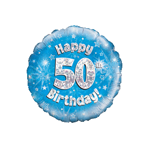 Happy 50th Birthday Boy Holographic Balloon in a Box