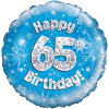 Happy 65th Birthday Boy Holographic Balloon in a Box Small Image