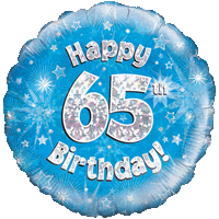 Happy 65th Birthday Boy Holographic balloon