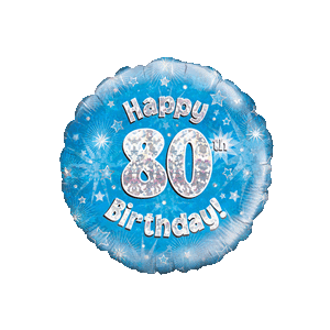 Happy 80th Birthday Boy Holographic Balloon in a Box